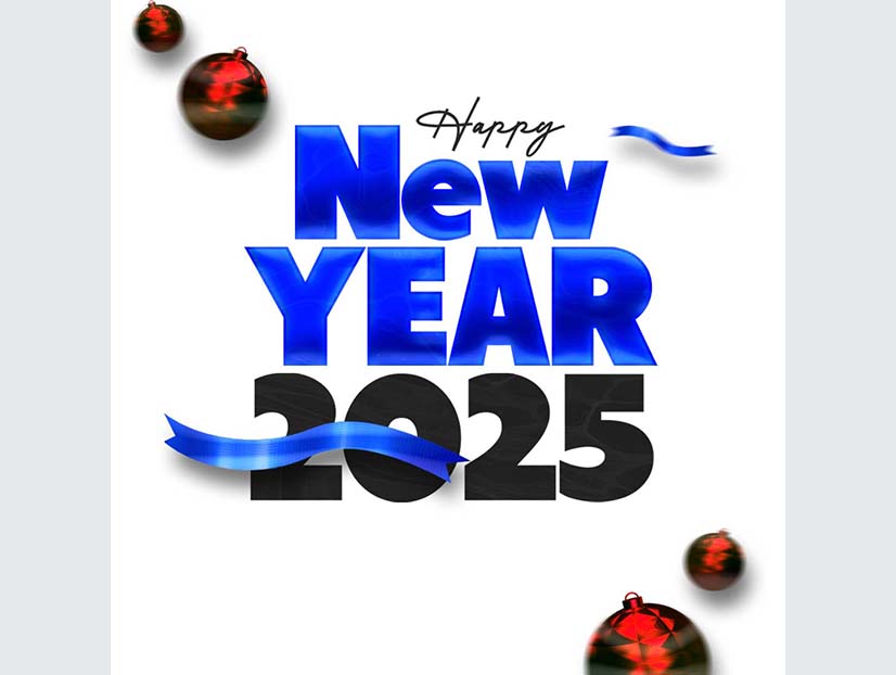 happy new year 2025 blue text celebration instagram post design